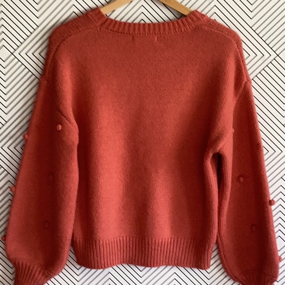 NWT BB DAKOTA X STEVE MADDEN PERSIMMON PINK BUBBLE SLEEVE SWEATER M - Picture 2 of 10